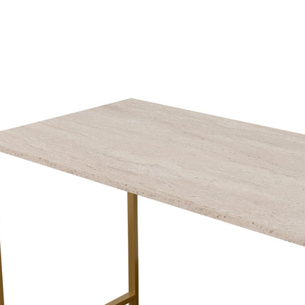 Íróasztal Twin Study Desk - Travertine, Arany-VASBÚTOR