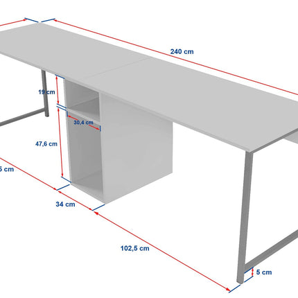 Íróasztal Twin Study Desk - Travertine, Arany-VASBÚTOR