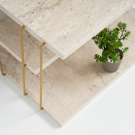 Kis asztal Lifon - Arany, Travertine-VASBÚTOR