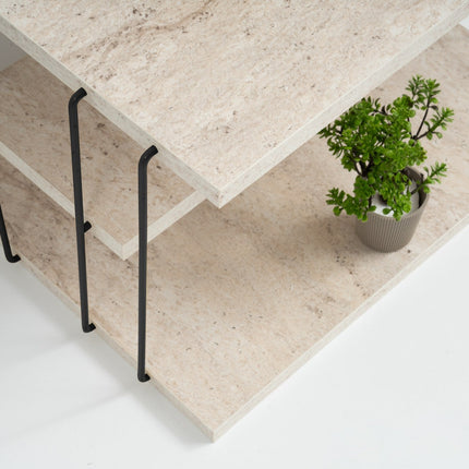 Kis asztal Lifon - Fekete, Travertine-VASBÚTOR