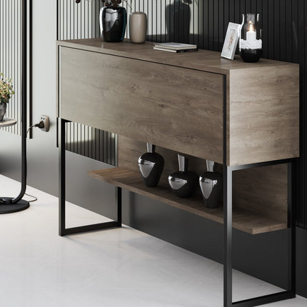 Komód Luxe - Black, Walnut-VASBÚTOR
