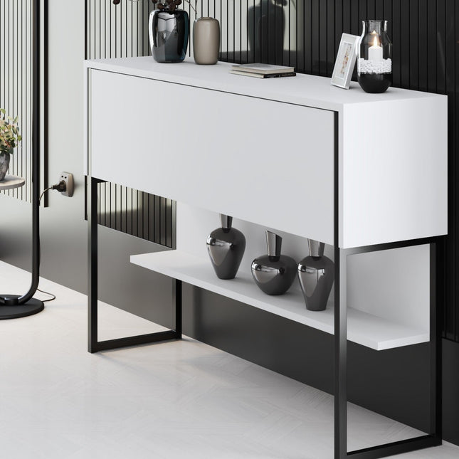 Komód Luxe - Black, White-VASBÚTOR