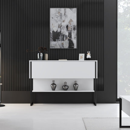 Komód Luxe - Black, White-VASBÚTOR