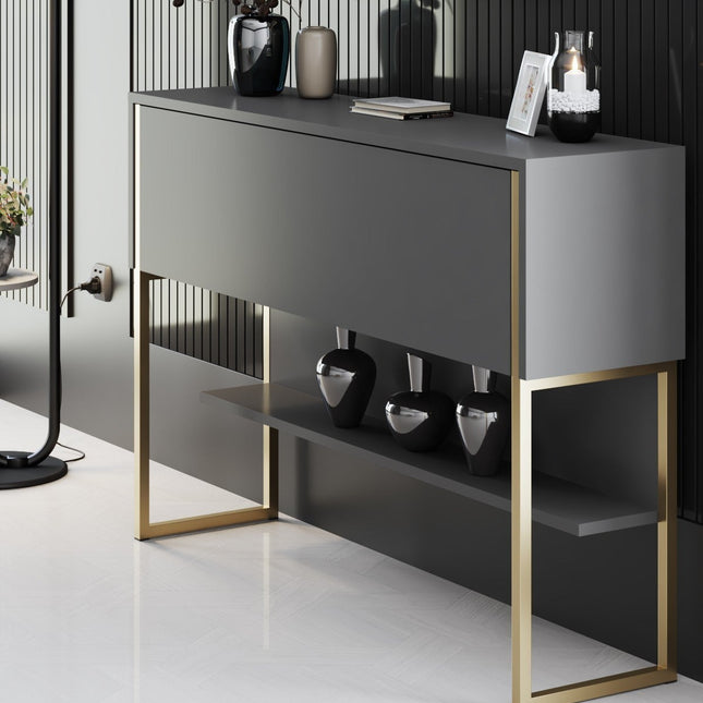 Komód Luxe - Gold, Anthracite-VASBÚTOR