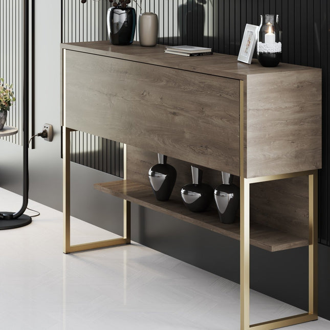 Komód Luxe - Gold, Walnut-VASBÚTOR