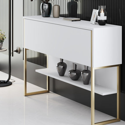 Komód Luxe - Gold, White-VASBÚTOR