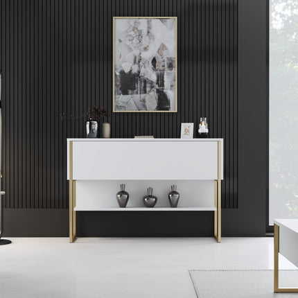 Komód Luxe - Gold, White-VASBÚTOR