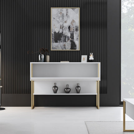 Komód Luxe - Gold, White-VASBÚTOR