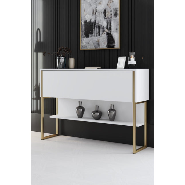 Komód Luxe - Gold, White-VASBÚTOR