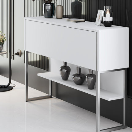 Komód Luxe - Silver, White-VASBÚTOR