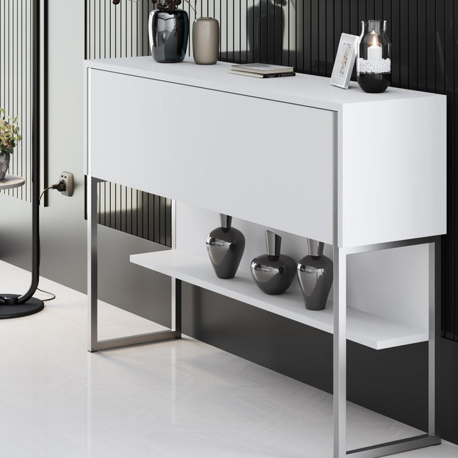 Komód Luxe - Silver, White-VASBÚTOR