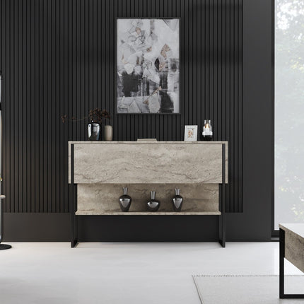 Komód Luxe - Travertine, Black-VASBÚTOR