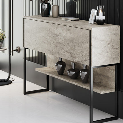 Komód Luxe - Travertine, Black-VASBÚTOR