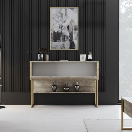 Komód Luxe - Travertine, Gold-VASBÚTOR
