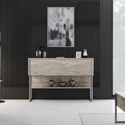 Komód Luxe - Travertine, Silver-VASBÚTOR