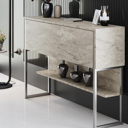 Komód Luxe - Travertine, Silver-VASBÚTOR