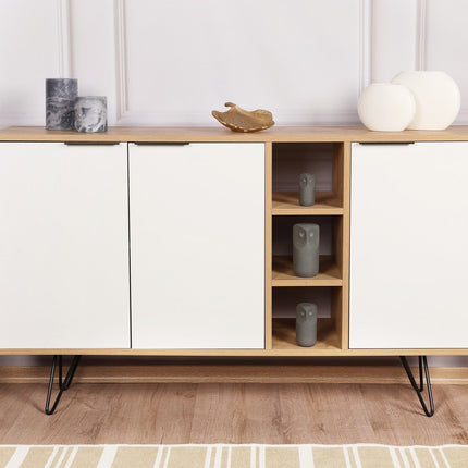 Konzolasztal Clara Console - Oak, Fehér-VASBÚTOR