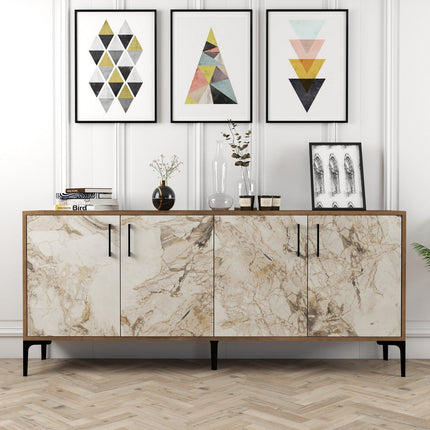 Konzolasztal Kiev - Diós, Fehér Marble-VASBÚTOR
