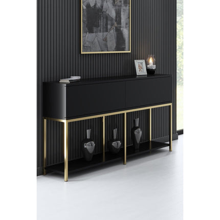 Konzolasztal Lord - Black, Gold-VASBÚTOR