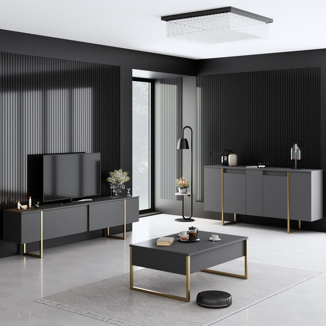 Konzolasztal Luxe - Anthracite, Gold-VASBÚTOR