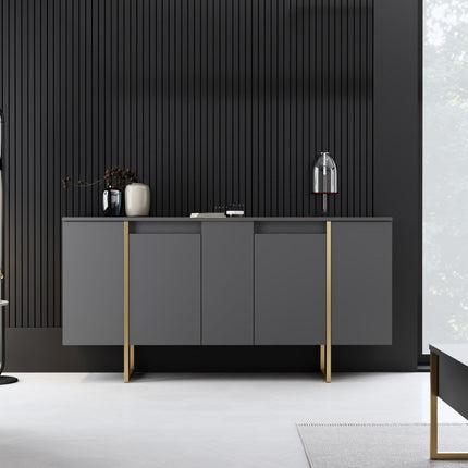 Konzolasztal Luxe - Anthracite, Gold-VASBÚTOR