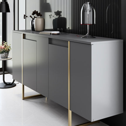 Konzolasztal Luxe - Anthracite, Gold-VASBÚTOR