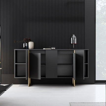 Konzolasztal Luxe - Anthracite, Gold-VASBÚTOR