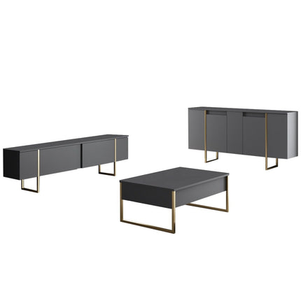 Konzolasztal Luxe - Anthracite, Gold-VASBÚTOR