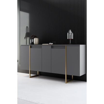 Konzolasztal Luxe - Anthracite, Gold-VASBÚTOR
