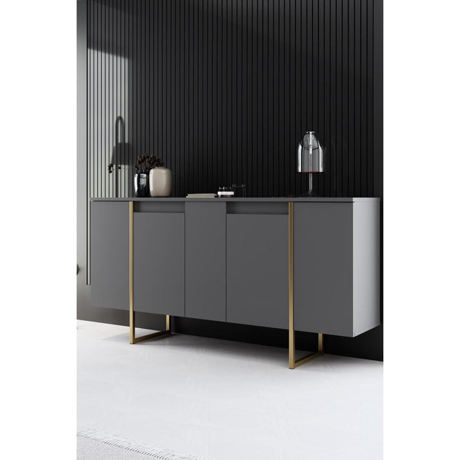 Konzolasztal Luxe - Anthracite, Gold-VASBÚTOR