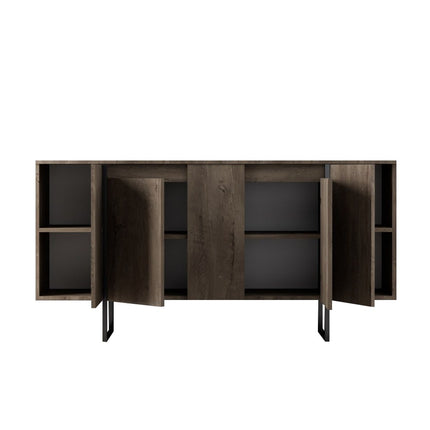 Konzolasztal Luxe - Walnut, Black-VASBÚTOR