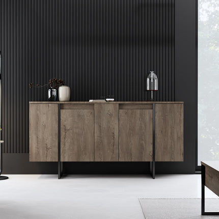 Konzolasztal Luxe - Walnut, Black-VASBÚTOR