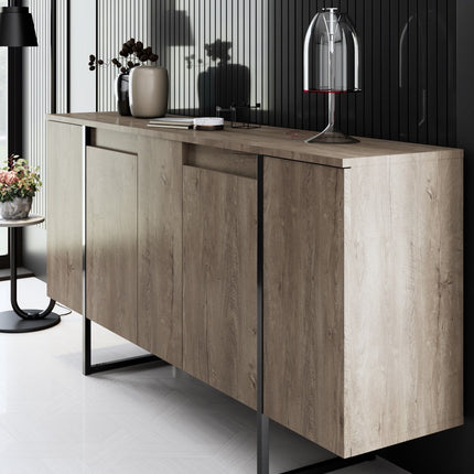 Konzolasztal Luxe - Walnut, Black-VASBÚTOR
