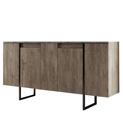 Konzolasztal Luxe - Walnut, Black-VASBÚTOR