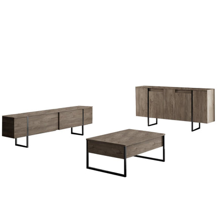 Konzolasztal Luxe - Walnut, Black-VASBÚTOR