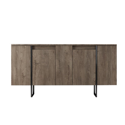 Konzolasztal Luxe - Walnut, Black-VASBÚTOR