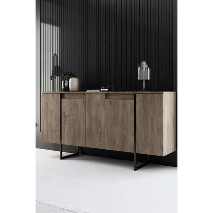 Konzolasztal Luxe - Walnut, Black-VASBÚTOR