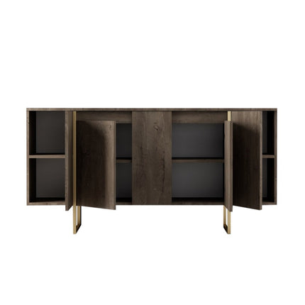 Konzolasztal Luxe - Walnut, Gold-VASBÚTOR