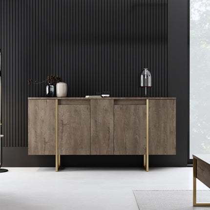Konzolasztal Luxe - Walnut, Gold-VASBÚTOR
