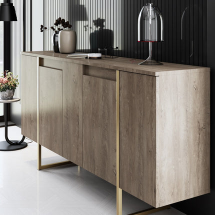 Konzolasztal Luxe - Walnut, Gold-VASBÚTOR