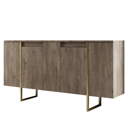 Konzolasztal Luxe - Walnut, Gold-VASBÚTOR