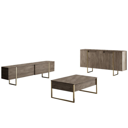 Konzolasztal Luxe - Walnut, Gold-VASBÚTOR