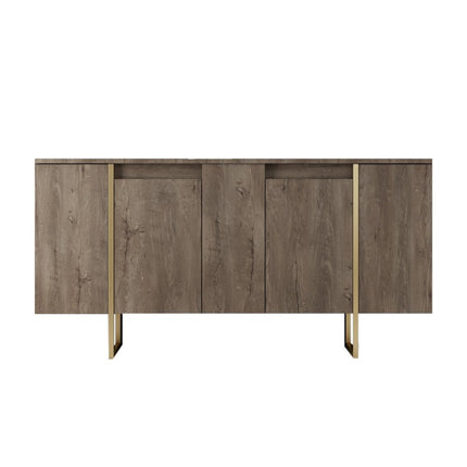 Konzolasztal Luxe - Walnut, Gold-VASBÚTOR