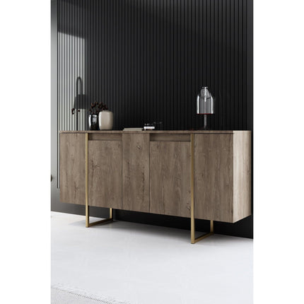 Konzolasztal Luxe - Walnut, Gold-VASBÚTOR