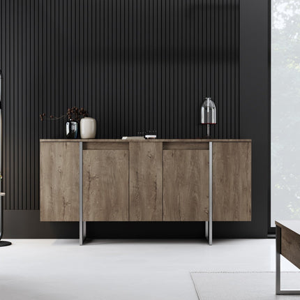 Konzolasztal Luxe - Walnut, Silver-VASBÚTOR