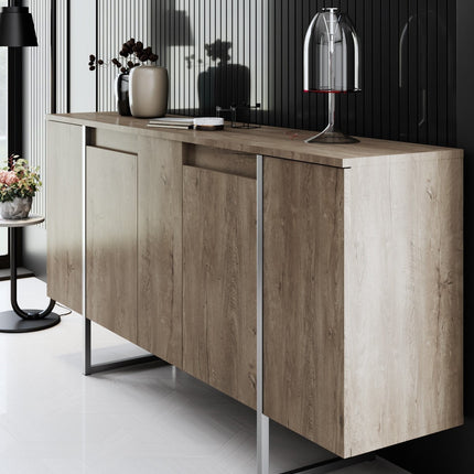 Konzolasztal Luxe - Walnut, Silver-VASBÚTOR
