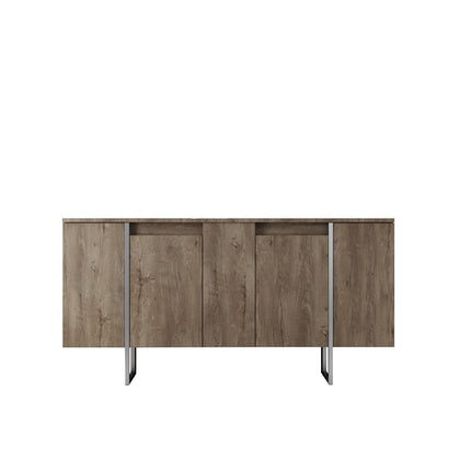 Konzolasztal Luxe - Walnut, Silver-VASBÚTOR