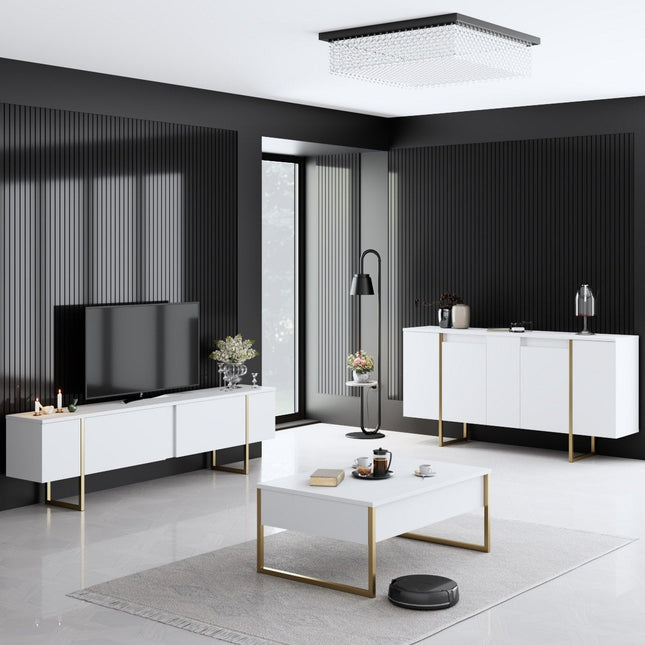 Konzolasztal Luxe - White, Gold-VASBÚTOR
