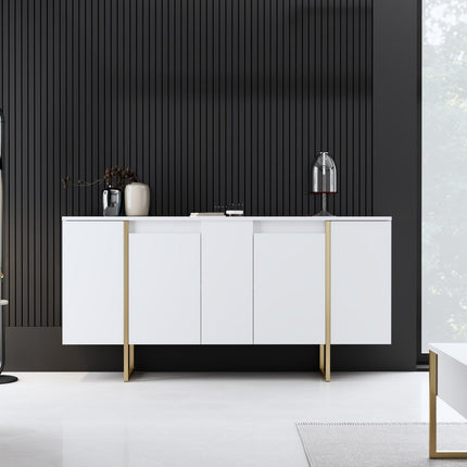 Konzolasztal Luxe - White, Gold-VASBÚTOR
