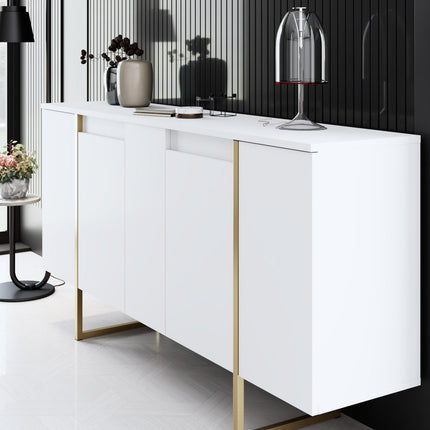 Konzolasztal Luxe - White, Gold-VASBÚTOR